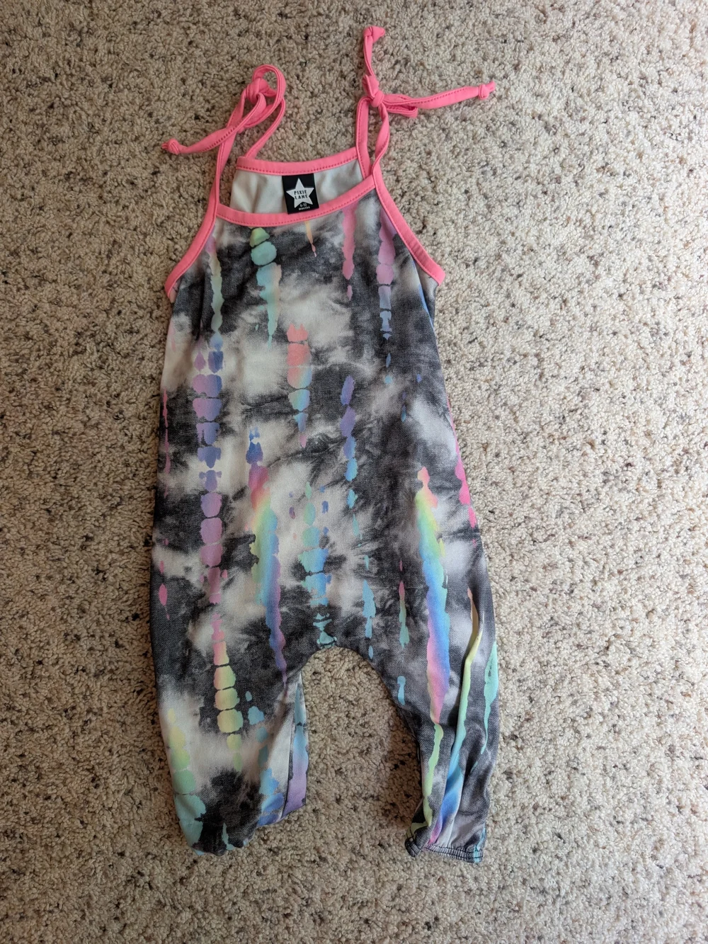 Kids Tie-Dye One-Piece Romper with Pink Trim